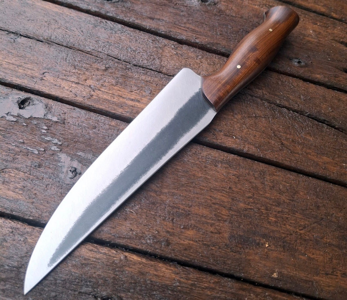 Handmade Bushcraft Knife with Walnut Wood Handle & Leather Sheath Unique Blades Runner