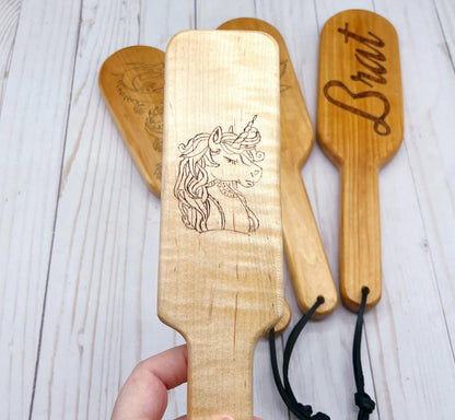 Wood Spanking Paddles & Hairbrush Paddle - Kinky BDSM Accessories Unique Blades Runner
