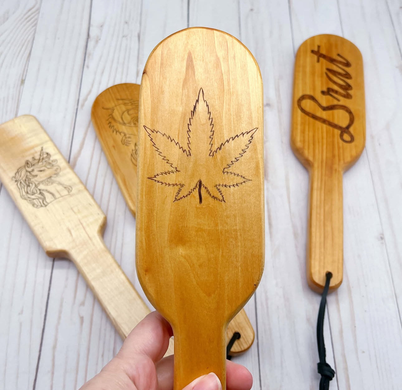 Wood Spanking Paddles & Hairbrush Paddle - Kinky BDSM Accessories Unique Blades Runner