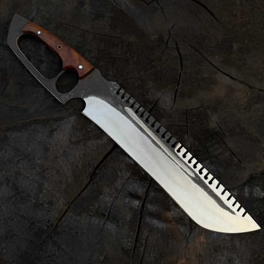 Sawback Bowie Knife – Handmade Hunting Knife with Sheath Unique Blades Runner