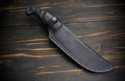 Black Forged Survival Knife – Handmade Tactical Blade with Leather Sheath Unique Blades Runner