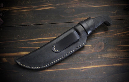 Black Forged Survival Knife – Handmade Tactical Blade with Leather Sheath Unique Blades Runner