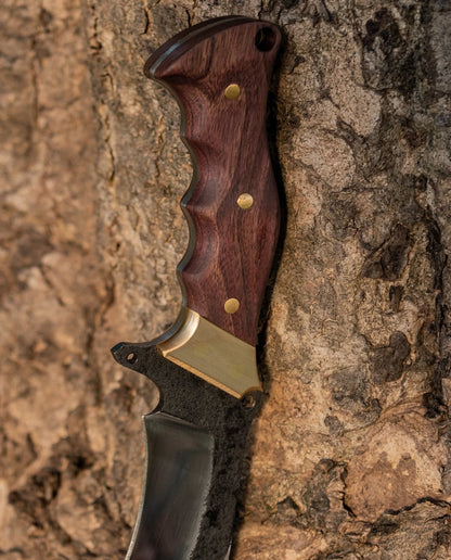 Handmade Clip Point Bowie Knife Full Tang | Exotic Wood Handle & Brass Guard Unique Blades Runner