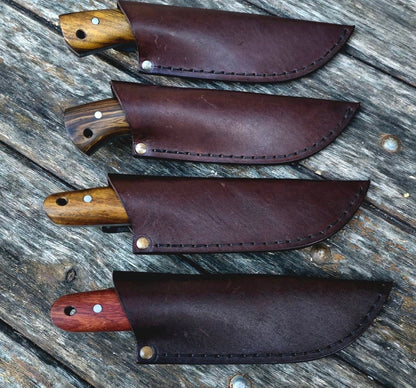 Handmade Skinning Knife Set Forged Steel Knives with Wood Handles Unique Blades Runner
