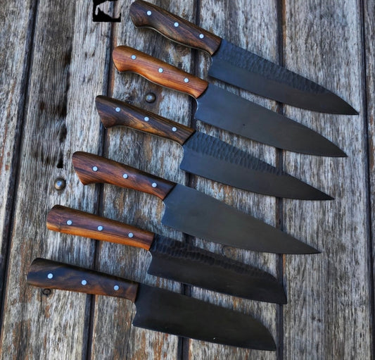 6 Piece Chef Knife Set | Handmade Forged Kitchen Knife Collection Unique Blades Runner