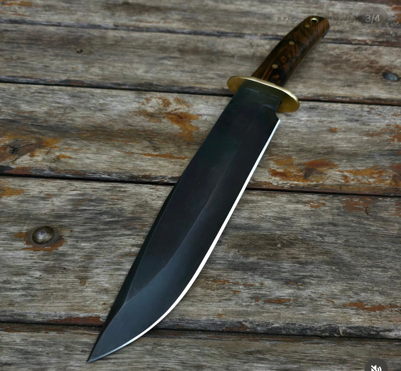 Classic Bowie Knife with Brass Guard | Hand Forged Outdoor Knife Unique Blades Runner