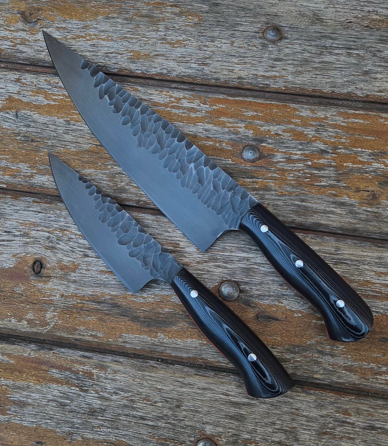 Handmade Kitchen Knife Set with Full Tang Micarta Handles Unique Blades Runner