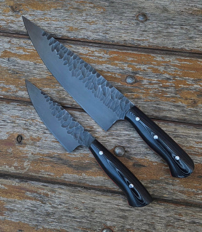 Handmade Kitchen Knife Set with Full Tang Micarta Handles Unique Blades Runner