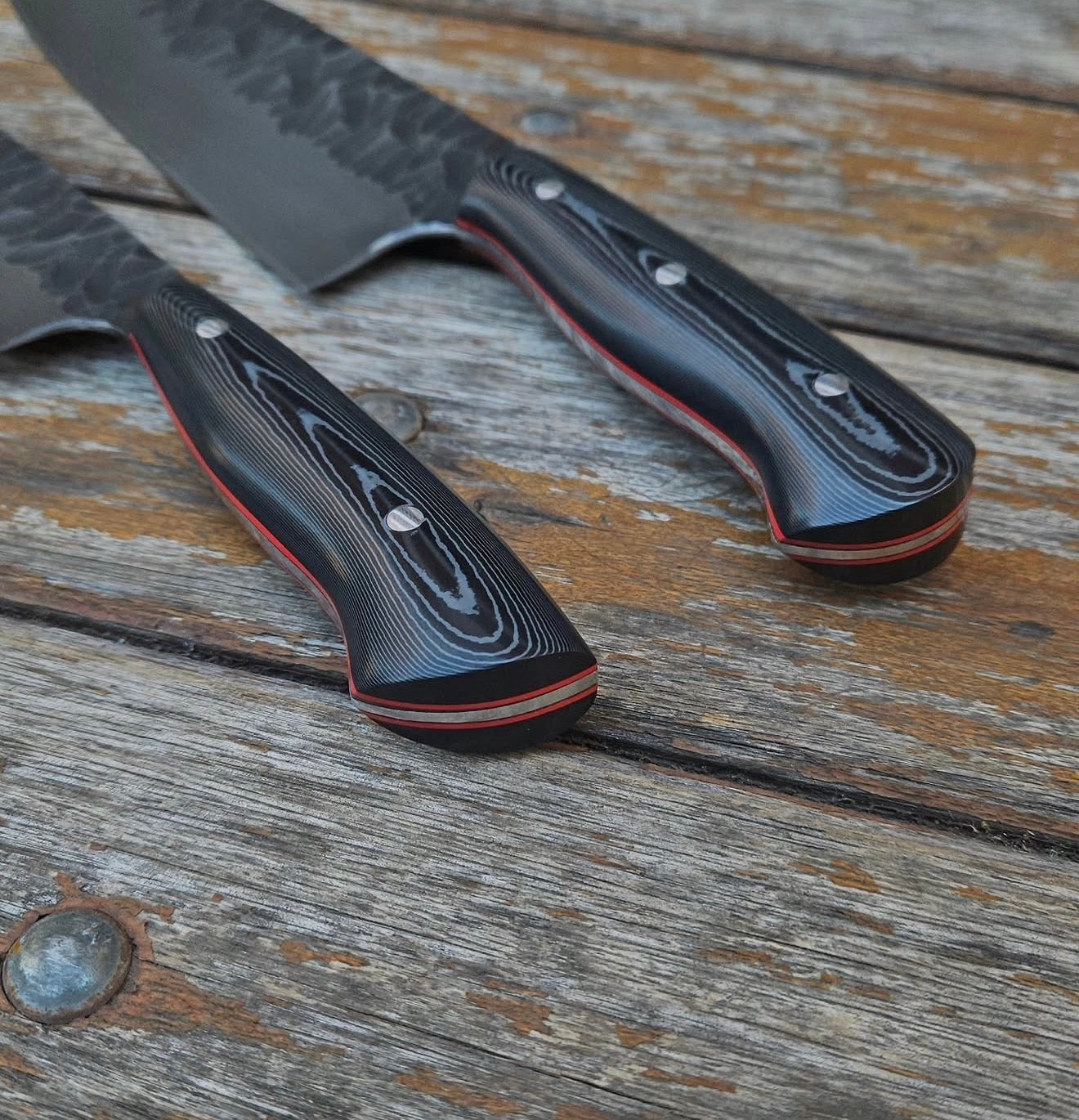 Handmade Kitchen Knife Set with Full Tang Micarta Handles Unique Blades Runner
