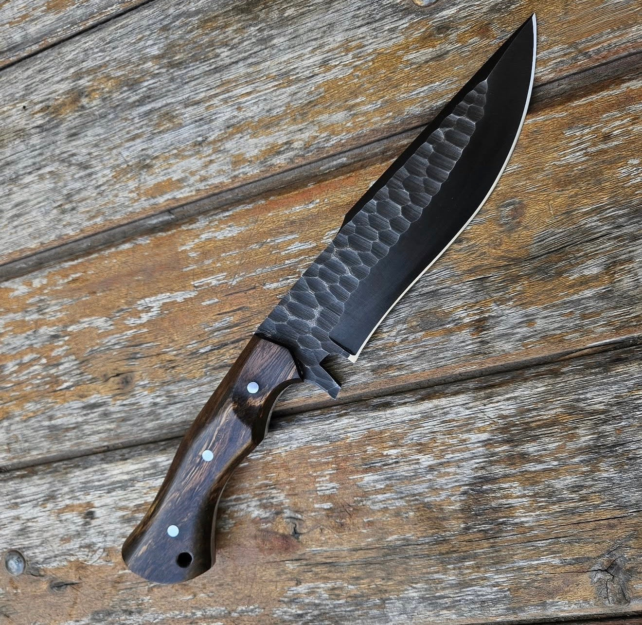 Fixed Blade Bowie Knife – Hand Forged Carbon Steel with Wood Handle Unique Blades Runner