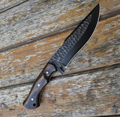 Fixed Blade Bowie Knife – Hand Forged Carbon Steel with Wood Handle Unique Blades Runner