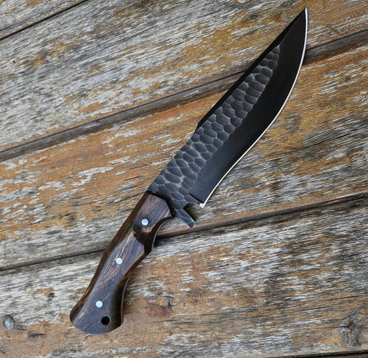Fixed Blade Bowie Knife – Hand Forged Carbon Steel with Wood Handle Unique Blades Runner