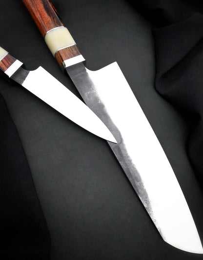 Chef and Paring Knife Set – Handmade 2-Piece 440C, Wood Handles