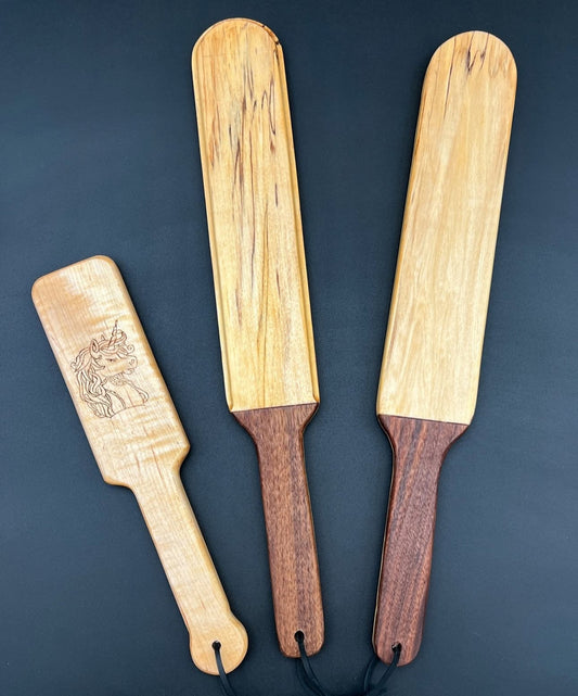 BDSM Spanking Paddle – Solid Wood Kinky Impact Play Paddle Unique Blades Runner