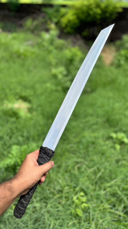 Japanese Tanto Sword Hand-Forged Carbon Steel Blade with Black Wrapped Handle Unique Blades Runner