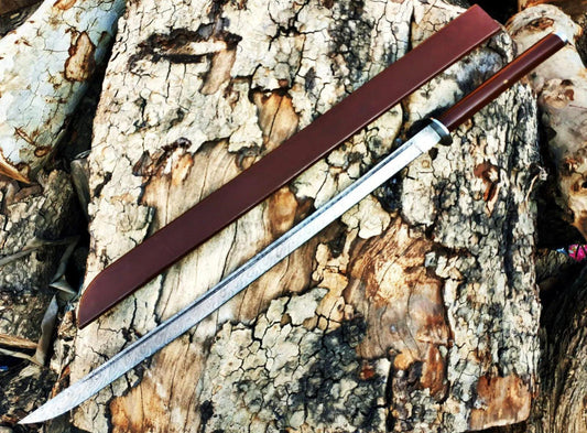 Handmade Damascus Steel Katana Sword with Wood Scabbard – Samurai Style Blade Unique Blades Runner
