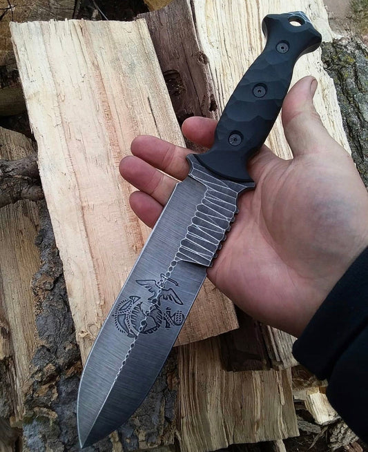 Patterned steel Bowie Knife with Micarta Handle – Forged Steel Gift Knife Unique Blades Runner