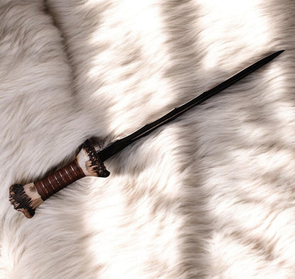 Damascus Steel Viking Sword Custom Handmade with Stag Horn Handle Unique Blades Runner