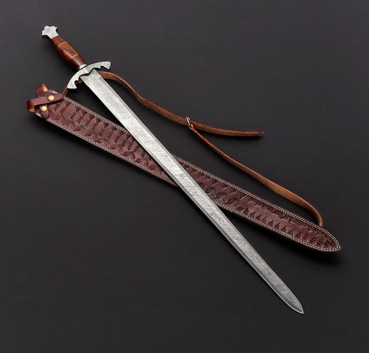 Handmade Damascus Steel Sword 36" – Full Tang Medieval Blade with Rosewood Handle Unique Blades Runner