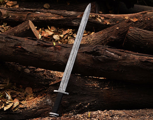 Handmade Norse Viking Sword | Damascus Steel | Full Tang | Leather Sheath Unique Blades Runner