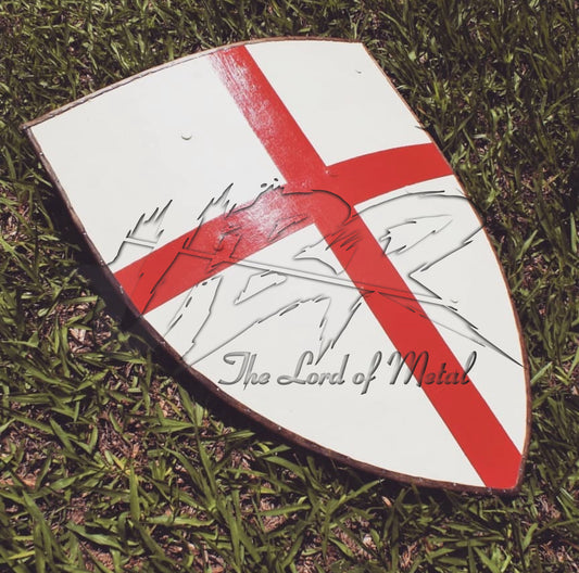 Knight Templar Crusader Heater Shield - Red Cross Medieval Shield