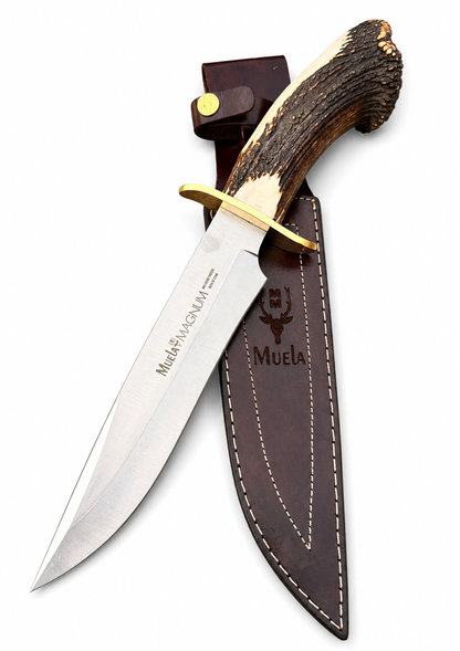 Muela Magnum Bowie Knife – Stag Antler Handle with Leather Sheath Unique Blades Runner