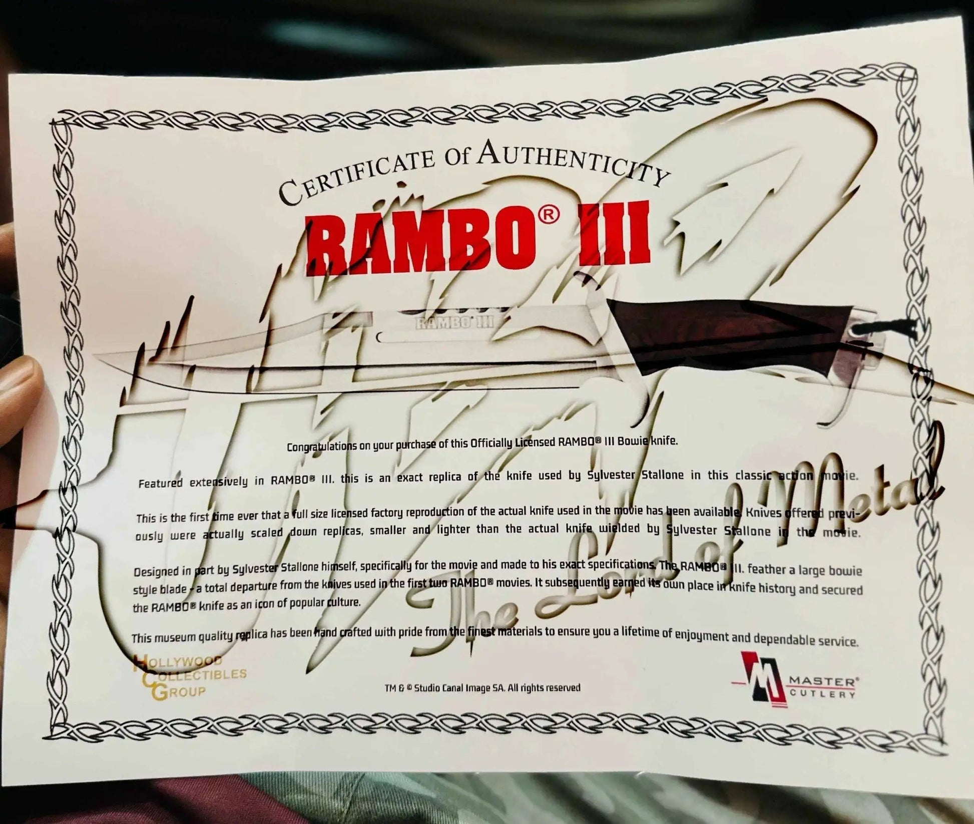 RAMBO 3 KNIFE SIGNATURE EDITION / Rambo Knives Masterpiece Collection / HCG 3 Sylvester Stallone Signature / CERTIFICATE and BOX EDITION / RAMBO 3 KNIFE Unique Blades Runner