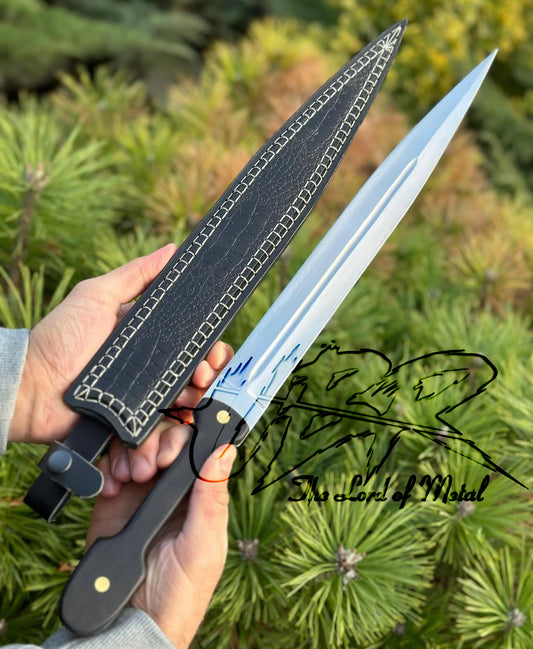 Spear Point Dagger Knife | Long Tactical Blade with Sheath | Outdoor Survival Knife