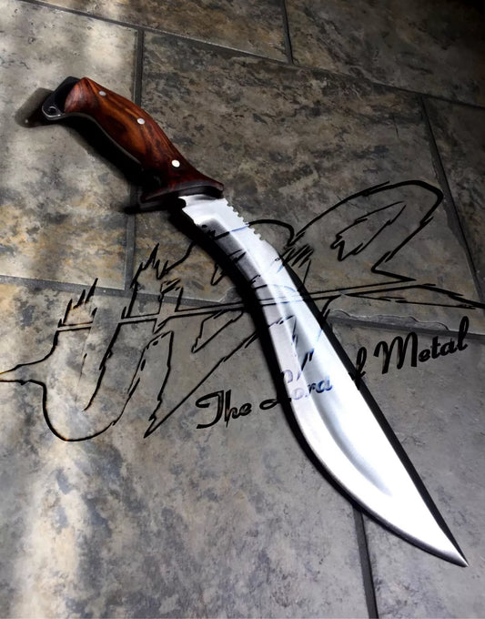 UBR Custom Handmade D2 Tool Steel Kukri Hunting Knife with Leather Sheath