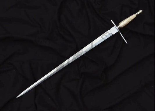 Viking Battle Ready Sword – Vintage British Sword with Brass Handle & Leather Sheath