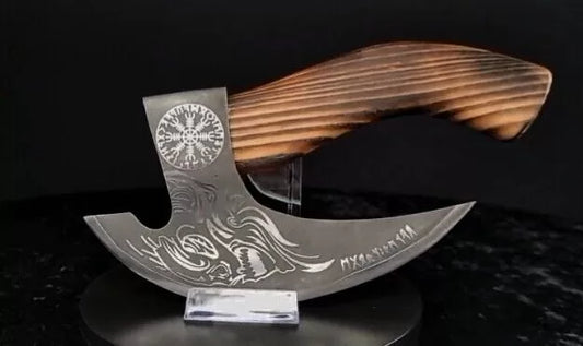 Viking Style Handmade Pizza Cutter Axe | Best Pizza Cutter for Gifts | Leather Sheath Included