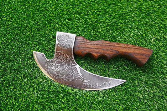 Viking Style Pizza Cutter Axe | Handmade Pizza Cutter | Best Gift for Him | Includes Leather Sheath