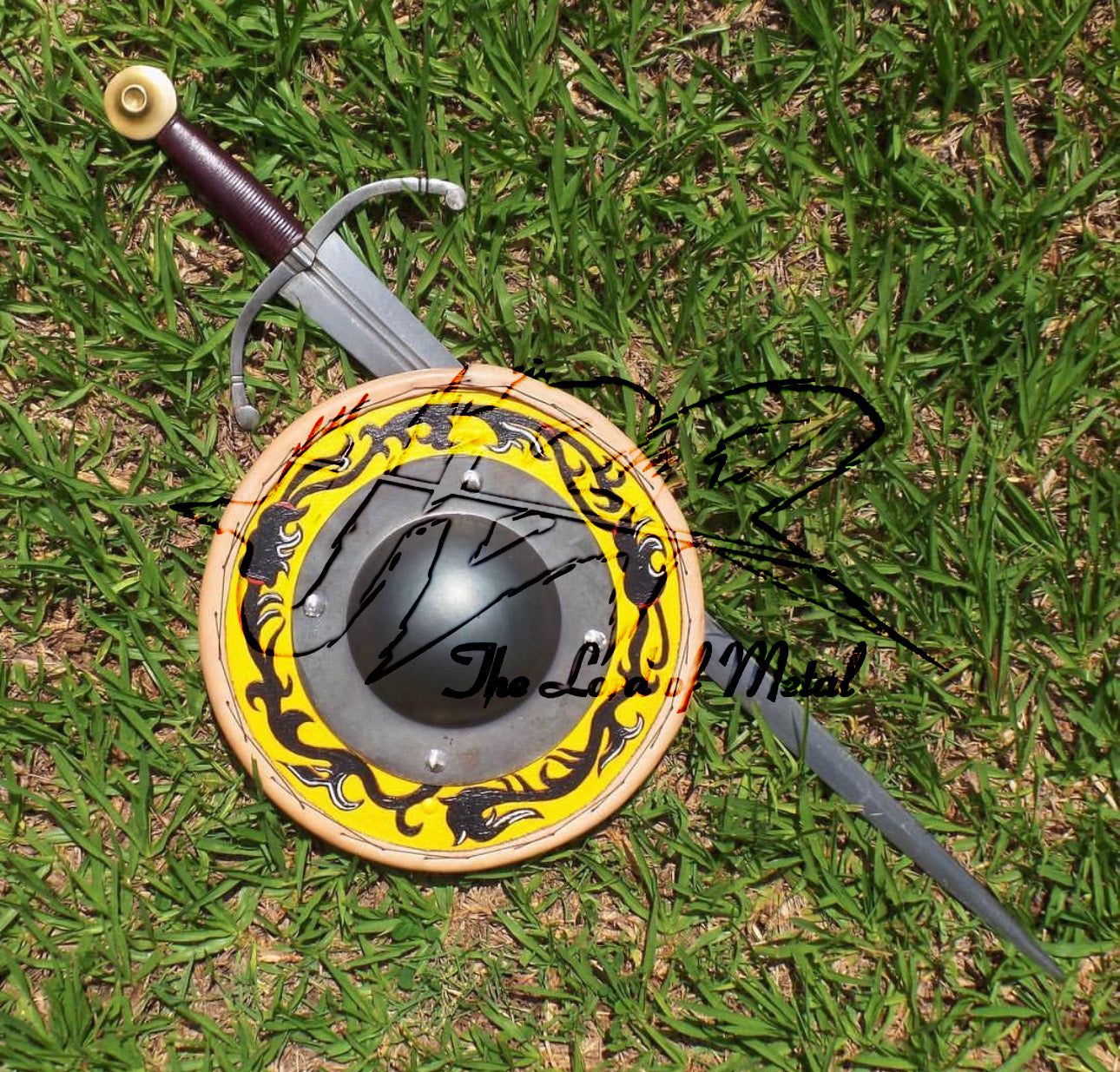 Viking Wooden Shield with sword