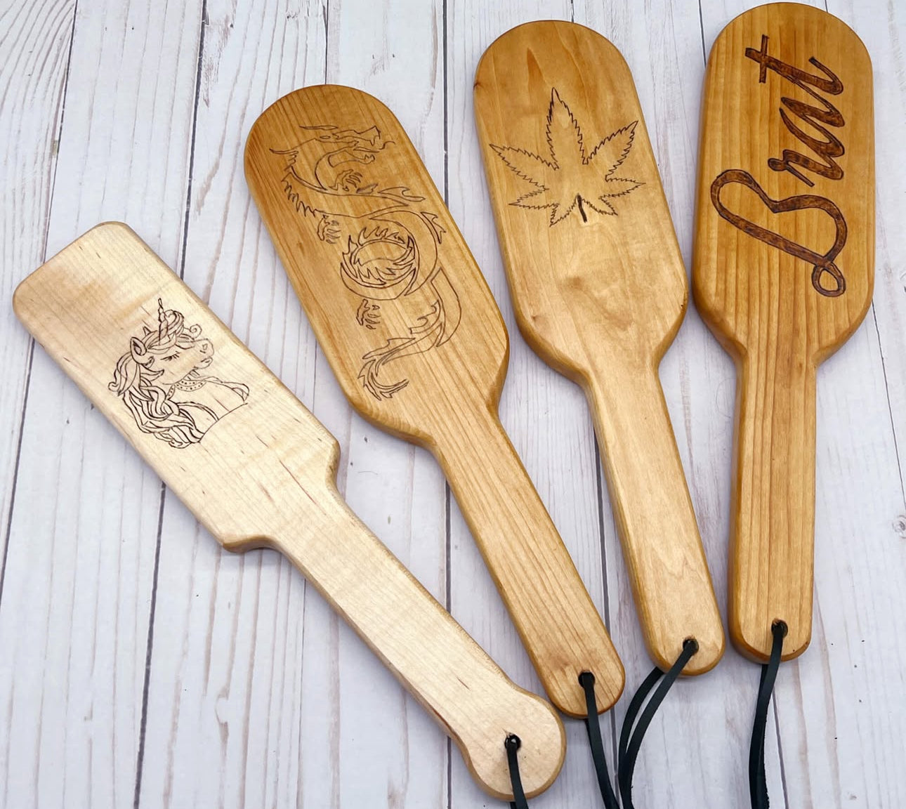 Wood Spanking Paddles & Hairbrush Paddle - Kinky BDSM Accessories