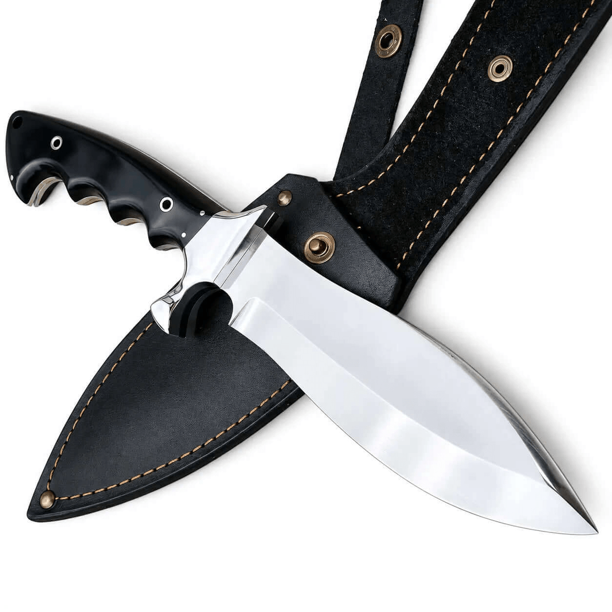 Alaskan Bowie Knife - Handmade Mirror Polish Hunting Knife with Sheath - Unique Blades Runner