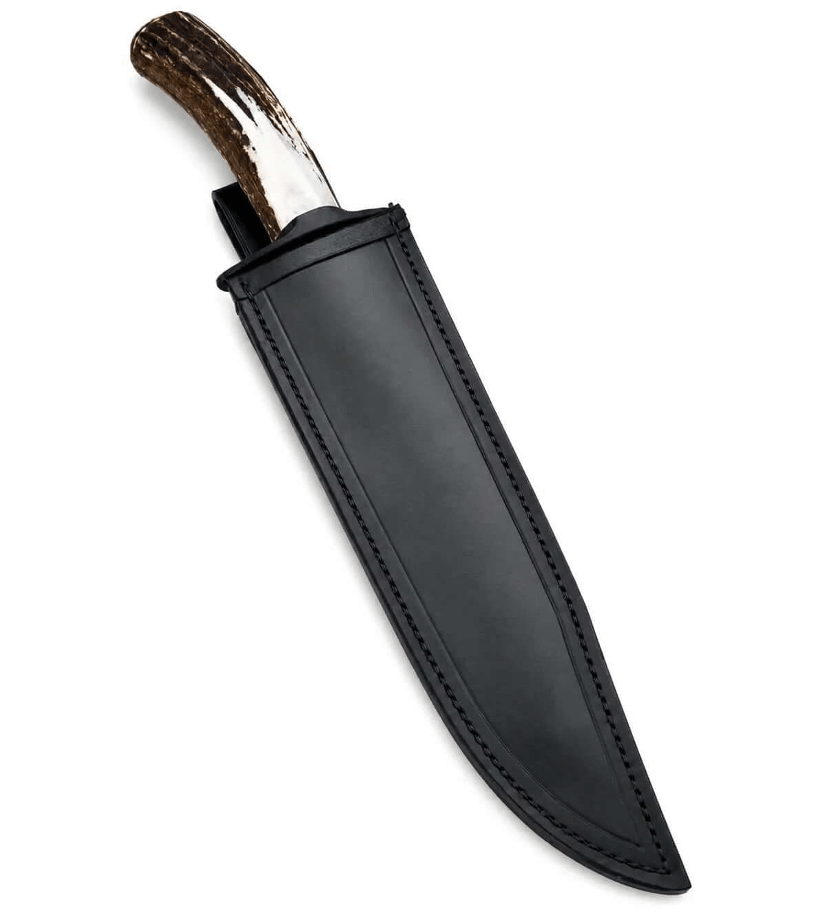 Black Bowie Knife – Handmade Large Fixed Blade with Stag Antler Handle - Unique Blades Runner