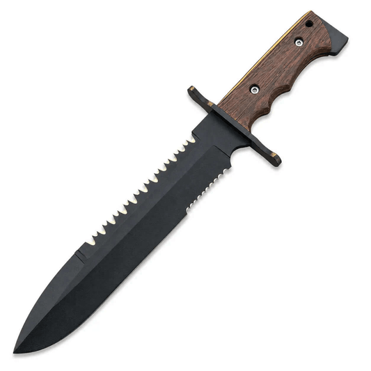 Black Bowie Knife Handmade with Sawback Blade - Unique Blades Runner