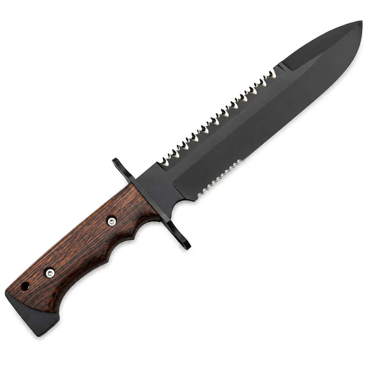 Black Bowie Knife Handmade with Sawback Blade - Unique Blades Runner