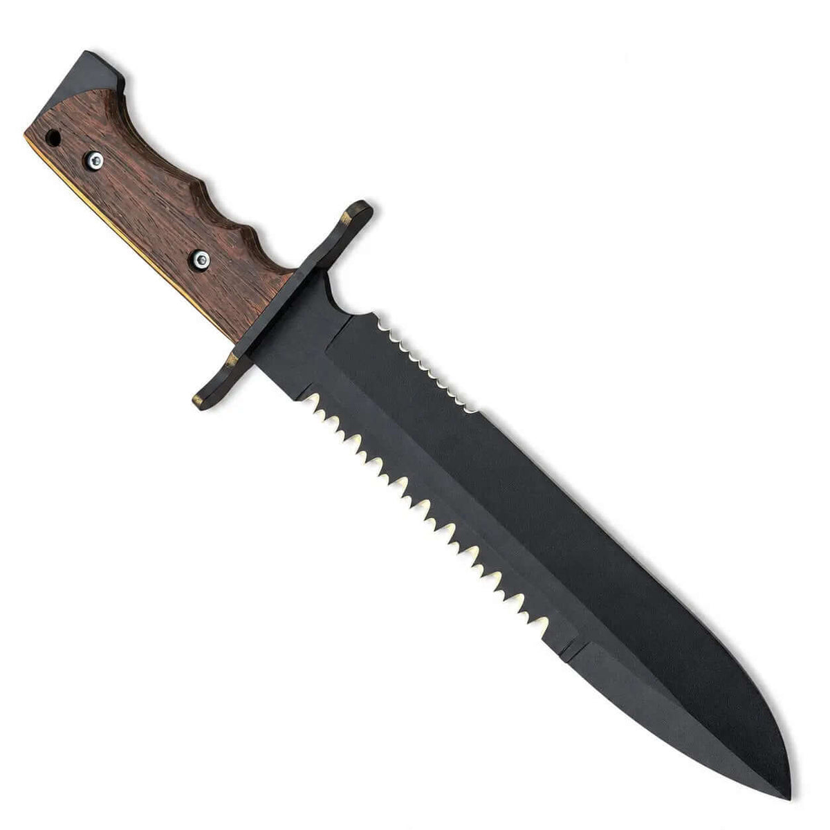 Black Bowie Knife Handmade with Sawback Blade - Unique Blades Runner