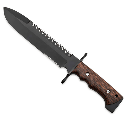 Black Bowie Knife Handmade with Sawback Blade - Unique Blades Runner