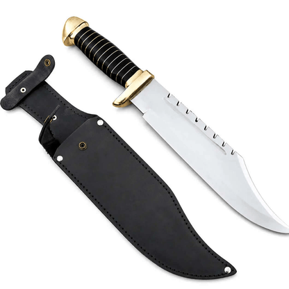 Brass Guard Bowie Knife - Handmade Large Fixed Blade - Unique Blades Runner