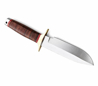 Bushcraft Bowie Knife with Stacked Leather Grip - Unique Blades Runner
