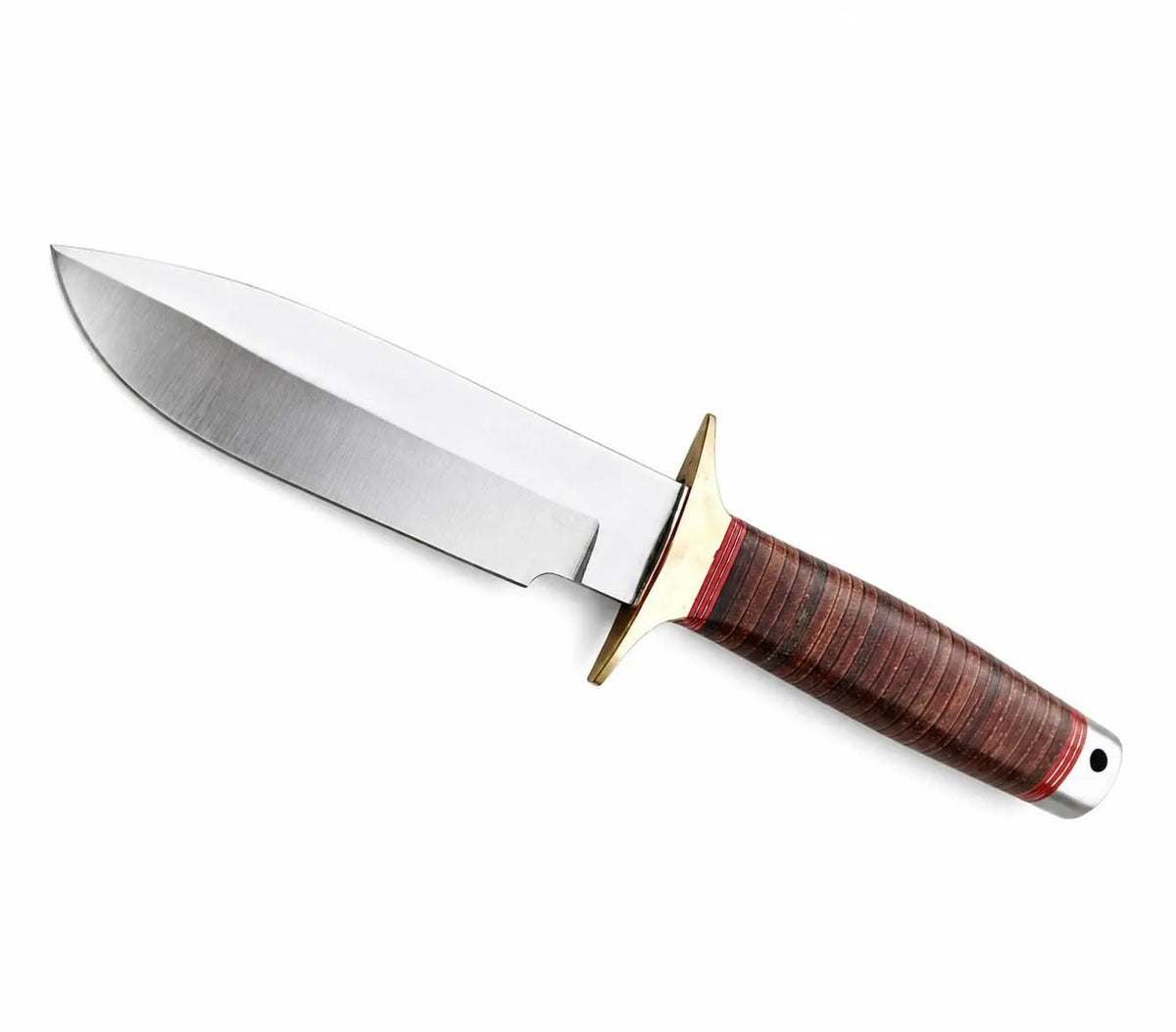 Bushcraft Bowie Knife with Stacked Leather Grip - Unique Blades Runner