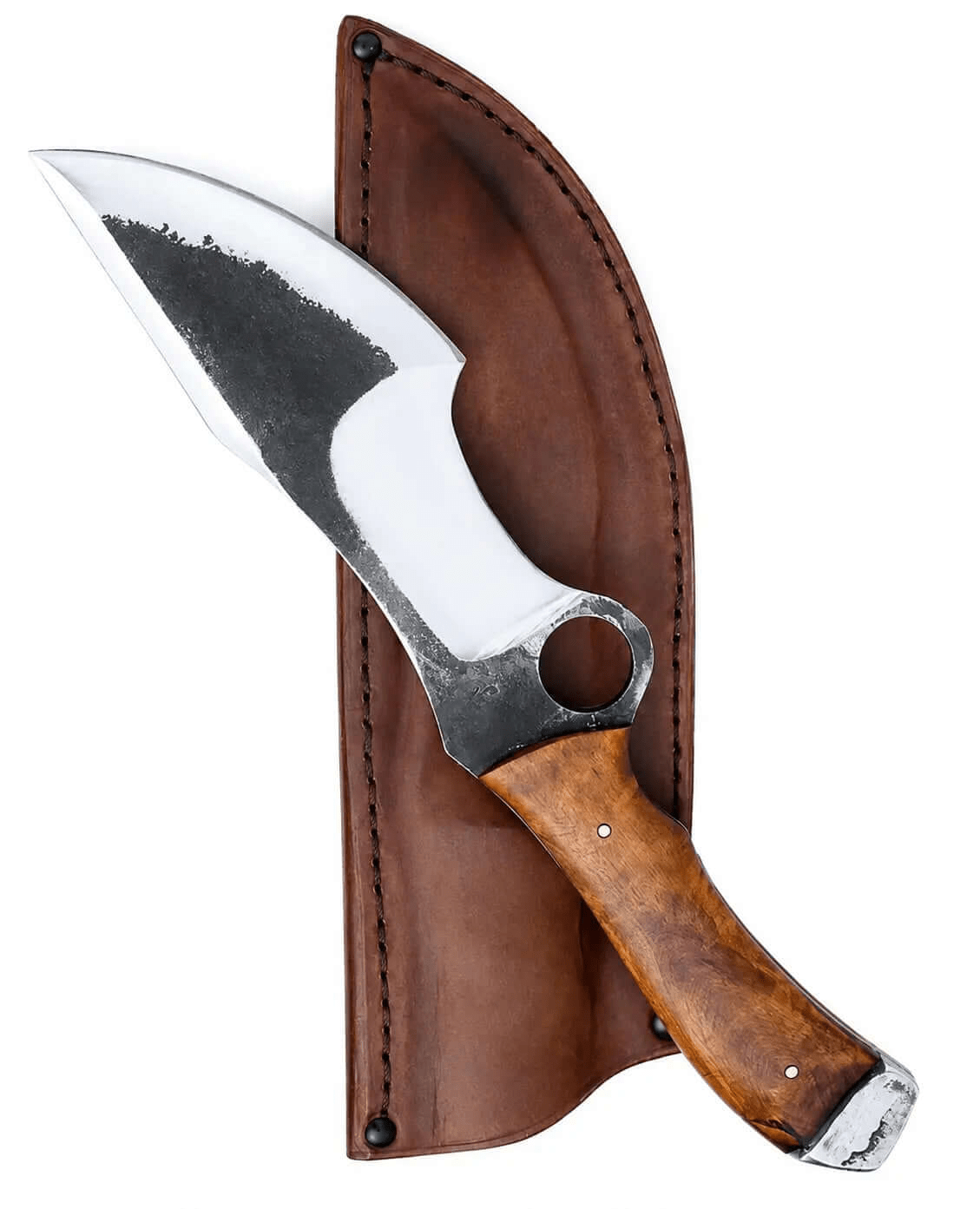 Carbon Steel Tracker Knife with Wood Handle & Leather Sheath - Unique Blades Runner