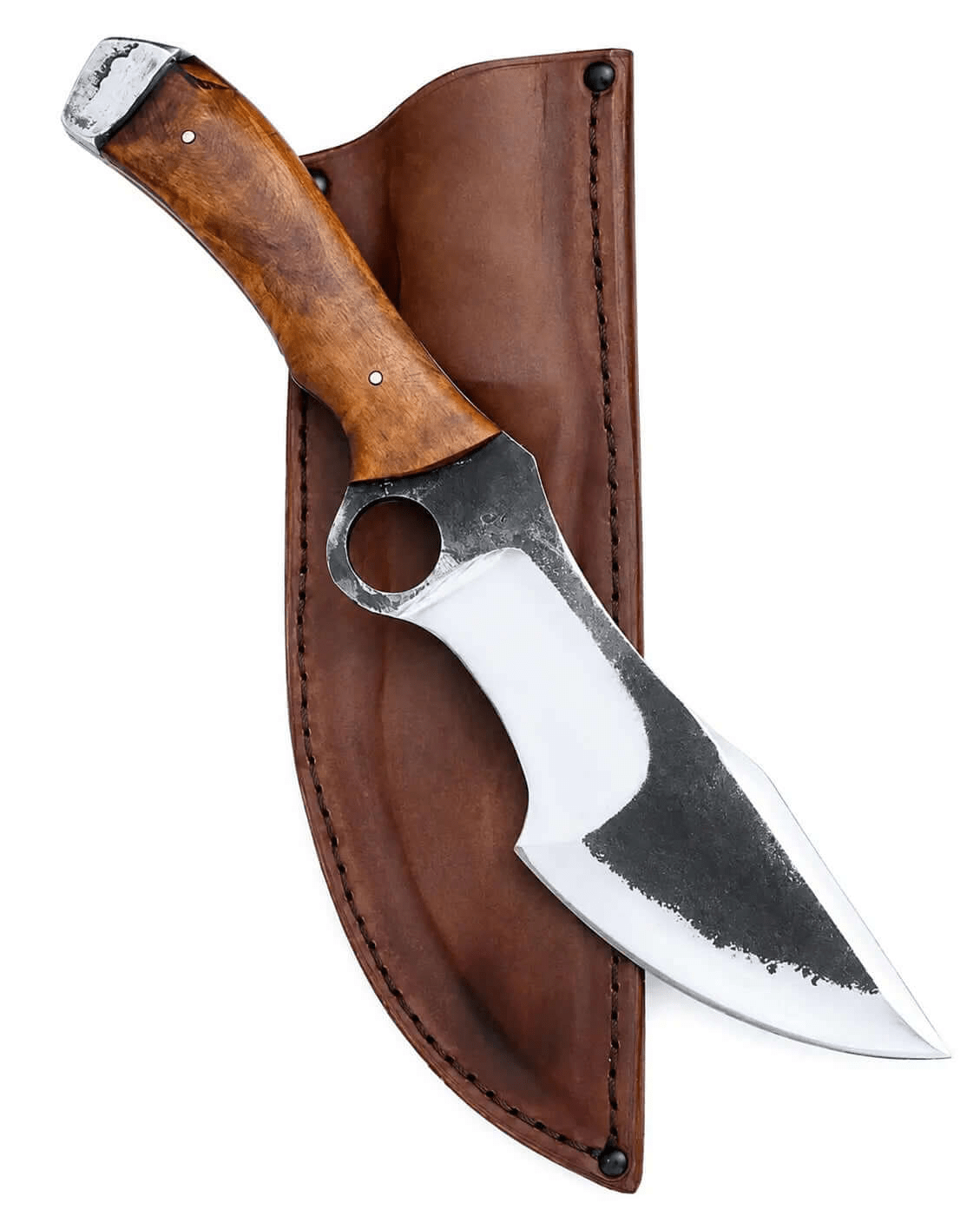 Carbon Steel Tracker Knife with Wood Handle & Leather Sheath - Unique Blades Runner