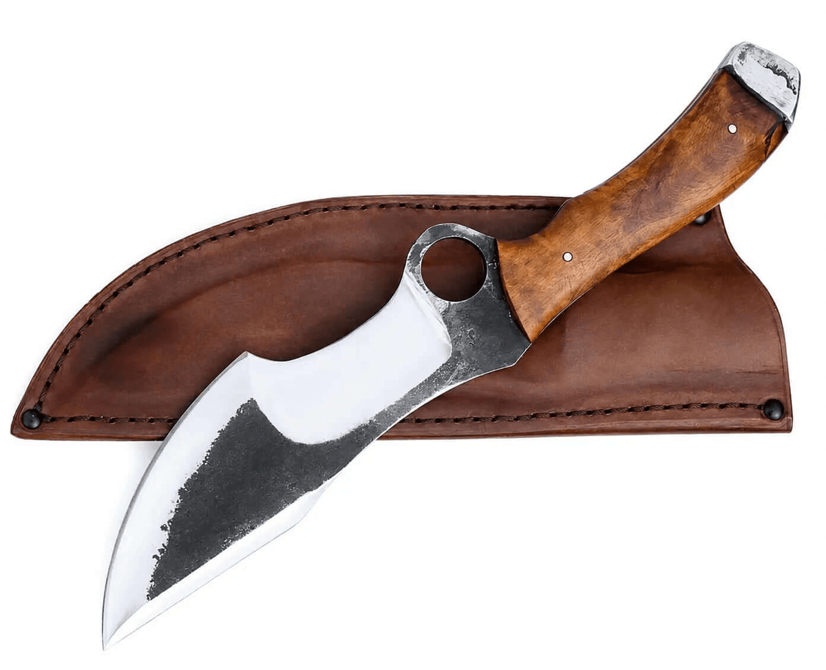 Carbon Steel Tracker Knife with Wood Handle & Leather Sheath - Unique Blades Runner