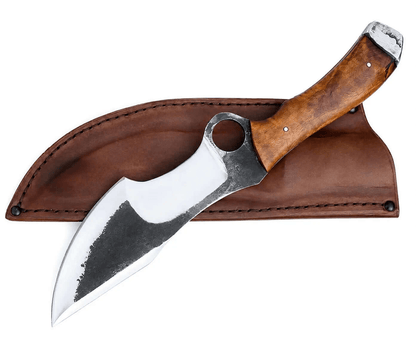 Carbon Steel Tracker Knife with Wood Handle & Leather Sheath - Unique Blades Runner