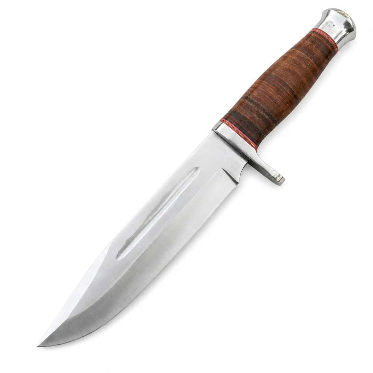 Classic Fixed Blade Knife with Stacked Leather Grip - Unique Blades Runner