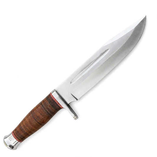 Classic Fixed Blade Knife with Stacked Leather Grip - Unique Blades Runner