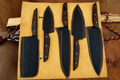 Custom Chef set – Handmade High Carbon Steel with Wood Handle - Unique Blades Runner
